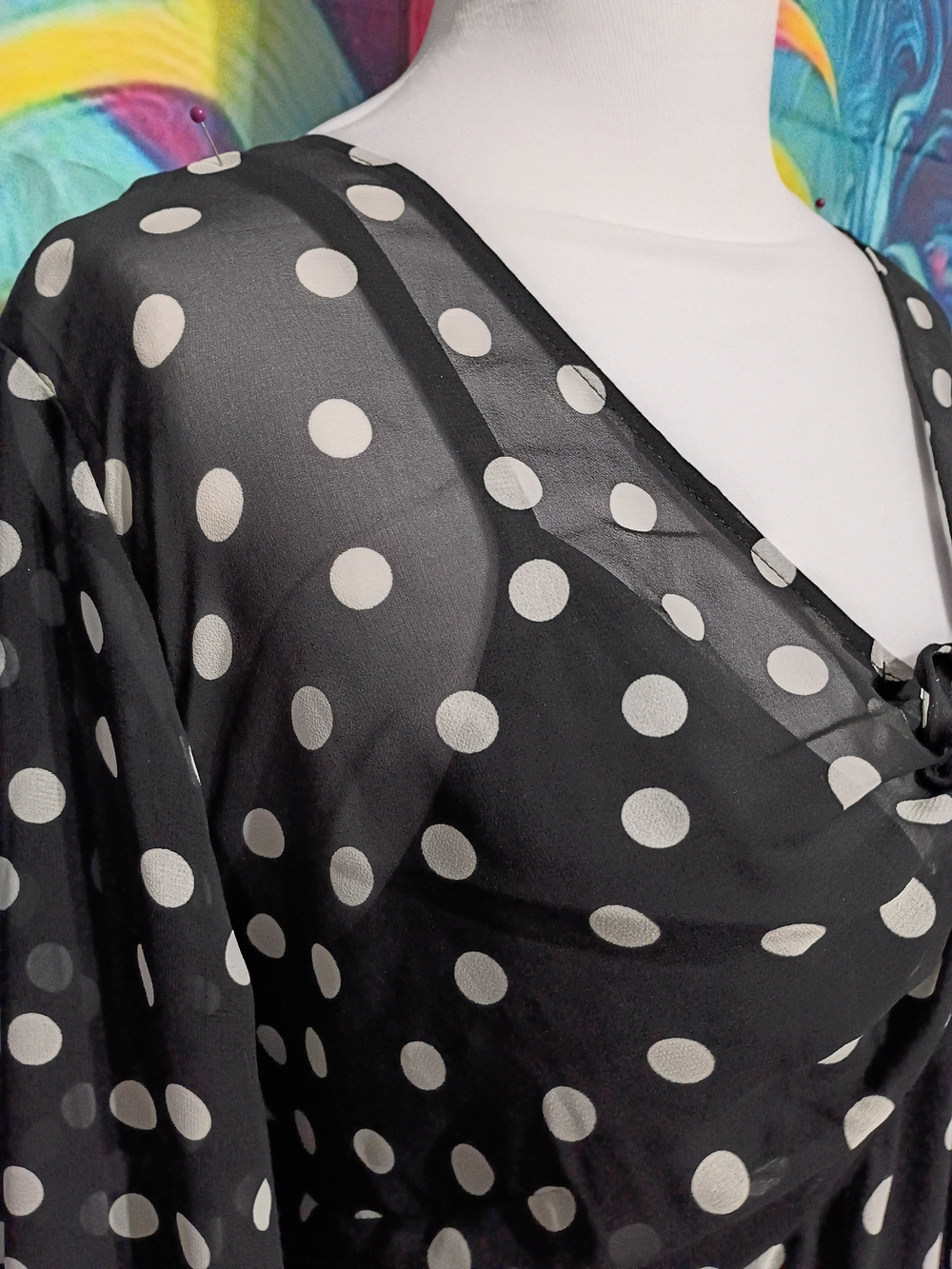 Ava & Viv Black Polka Dot Long Sleeve Maxi Dress - Picture 3 of 6